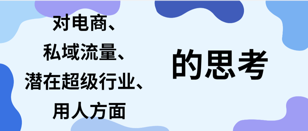 对电商、私域流量、潜在超级行业、用人方面的思考